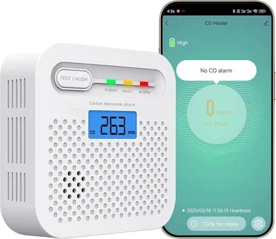 Obrázek produktu pro Detektor oxidu uhelnatého s výdrží baterie 10 let, LCD displejem, alarmem 85 dB, certifikací EN 50291, 1 kus