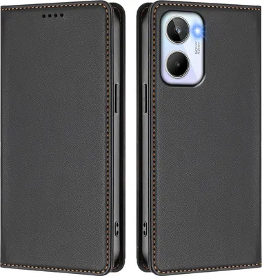 Immagine prodotto di Custodia in pelle per Realme 10 4G, custodia a libro magnetica in Finto cuoio con supporto, nera