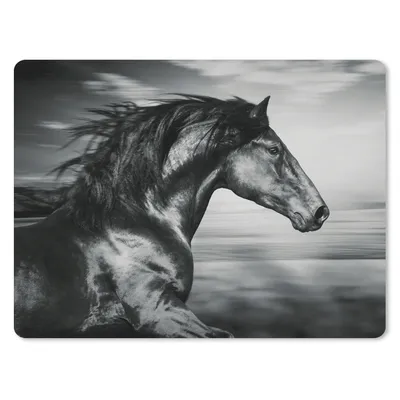 Produktbild von MuchoWow® Mauspad Mousepad Pferd - Tiere - Schwarz - Weiß 40x30 cm - Mousepads - Maus Mat - Pad - Mausunterlage - Anti Rutsch