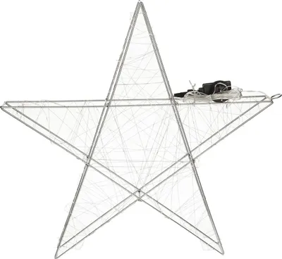 Produktbild von 3D Drahtstern mit 120 LEDs - silber - warm weiß - IP44 - 58 cm