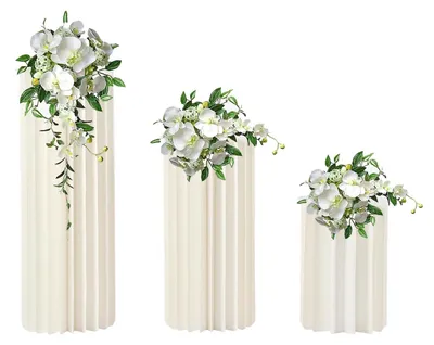 Produktbild von Blumenvasen & Ständer - Set mit 3 - Hochzeit & Party - Tischdekoration & Traugang-Deko - Weiß