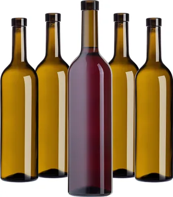 Zdjęcie produktu dla KADAX butelki na wino 750 ml, 10 sztuk, puste szklane butelki bez korka na wino, likiery i napoje spirytusowe, butelki do napełniania, butelki na likier wykonane ze szkła, kolor oliwkowy