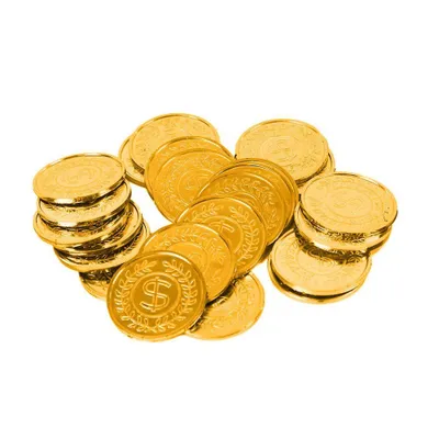 Produktbild von RAPPA Spielmünzen aus goldenem Plastik, ca. 24 Stück, 3,4 cm Durchmesser