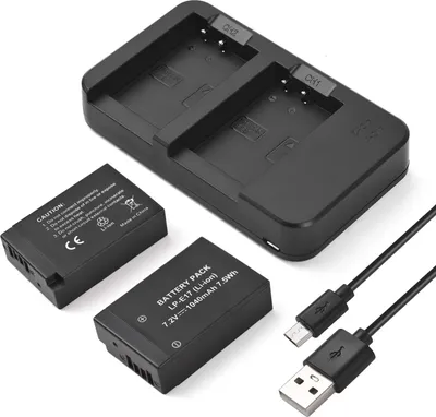 Produktbild von Kamera LP-E17 Akku- und Ladegeraet-Set mit 2-Schlitz-Akkuladegeraet + 2 Stueck LP-E17 Akkus 7,2 V 1040 mAh + USB-Ladekabel Ersatz fuer Canon EOS Rebel SL2/SL3/T6i/T6s/T7i/M5/M3/M6/M6 mark2/77D/200D/250D/750D/760D/800D/8000D RP digitale SLR-Kamera