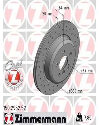 Produktbild von ZIMMERMANN Sport Coat Z Bremsscheibe Hinten Links für BMW 3 Touring (G21) 330mm 150.2952.52