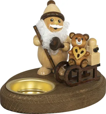 Produktbild von Teelichthalter Weihnachtsmann mit Schlitten natur BxHxT 12x9x9cm NEU