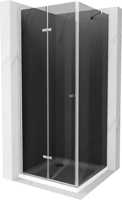 Zdjęcie produktu dla Mexen Lima kabina prysznicowa składana 70 x 70 cm, grafit, chrom + brodzik Flat, biały - 856-070-070-01-40-4010