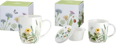 Produktbild von Gilde Teeset, Wild Flowers, Blumendesign, Schmetterlingmotiv, Blumenmuster, Porzellan, weiß, VE 6 Höhe: 10.20 cm Breite: 12.00 cm Tiefe: 9.00cm 49453