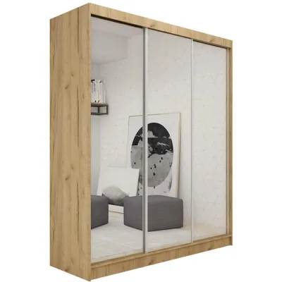 Produktbild von Schrank mit Schwebetüren DEBRA - 180cm Kleiderschrank mit Spiegeln & Kleiderstangen (Artisan)