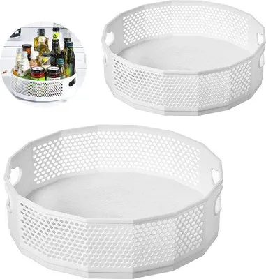 Obrázek produktu pro Otočný držák na koření, kuchyňská deska s voštinovým vzorem, bílá, otočná pro lahvičky s kořením