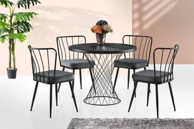 Immagine prodotto di Skye Decor, Pota - 1481, tavolo da pranzo, nero, 100% pannelli truciolari rivestiti in melamina, 90 x 90 x 75 cm