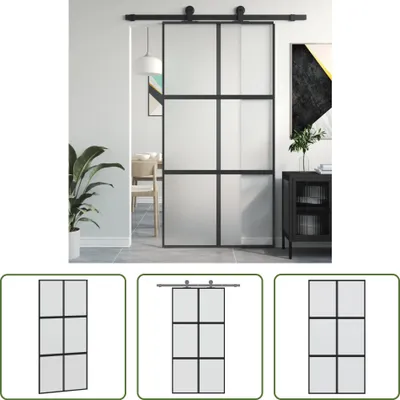 Produktbild von The Living Store Schiebetür Schwarz 102,5x205 cm Hartglas und Aluminium