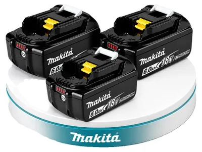 Image de Batterie rechargeable pour outil électrique, 18V, capacité 6,0Ah, lot de 3 batteries 6Ah