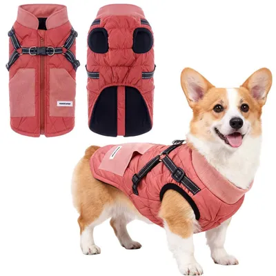 Produktbild von Hundemantel Winter Rosa XL Winddicht Warm mit Geschirr Reflektierend
