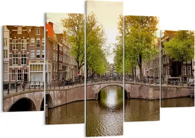 Produktbild von Bild auf Leinwand - Leinwandbild - Kanal Wasser Amsterdam Fahrrad - 150x100cm - Wand Bild - Wanddeko - Leinwanddruck - Bilder - Kunstdruck - Leinwand bilder - Wandkunst - EA150x100-2697