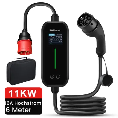 Produktbild von EV Ladegerät Type2 Einstellbarer Strom EV Ladekabel 6-16A 11KW Drehstrom 6M