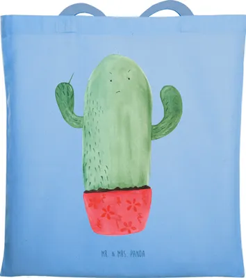 Produktbild von Mr. & Mrs. Panda Tote Bag Kaktus Wut - Sky Blue - Geschenk, canvas tasche, ärgern, Kollegin, wütend, Laptoptasche, Uni, Kollege, Beutel, Büro, Kakteen