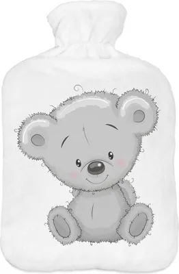 Produktbild von Wärmflasche mit Pullover Bezug 2 Liter Bettflasche mit schönen Fleece-Druck Bezug Gummi Wärmflasche mit Deckel Bär 5 [092]
