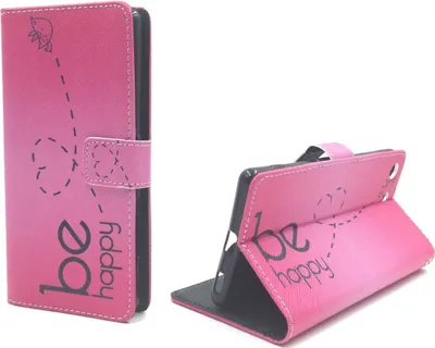 Produktbild von Handyhülle Tasche für Handy Sony Xperia M5 Be Happy Pink