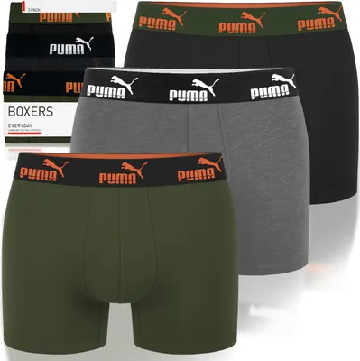 Immagine prodotto di Puma Uomo Boxer Khaki Arancione Cotone Confezione da 3 pezzi, M