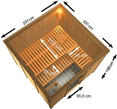 Produktbild von Woodfeeling Sauna Arvika (Fronteinstieg), Ganzglastür, bronziert, ohne Zubehör