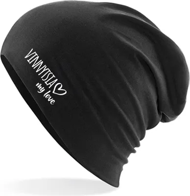 Produktbild von Huuraa Beanie Vinnytsia my love Black One Size Baumwolle und Elasthan Mütze Geschenkidee