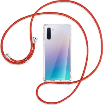 Produktbild von Handykette Backcover-Schutzhülle mit Band (Metall silberfarben) für Samsung Galaxy Note 10 (N970) - rot