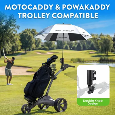 Imagen del producto de Soporte universal para paraguas, ajustable, compatible con todos los carros de golf, para uso en exteriores
