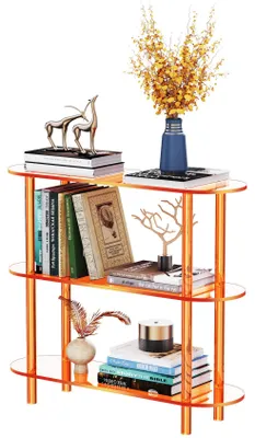 Acryl Bücherregal 3 Ebenen Orange, 80x24x72 cm, Konsolentisch