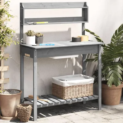 Obrázek produktu pro Přesazovací stůl se dřezem šedý 147,5x44x139,5 cm masivní jedle Šedá