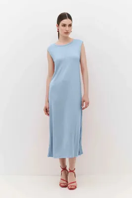 Produktbild von Midikleid mit Rundhalsausschnitt, İndigo, M