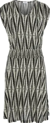 Produktbild von LASCANA Jerseykleid mit breitem Smokbund und Alloverprint schwarz-sand bedruckt Größe 44