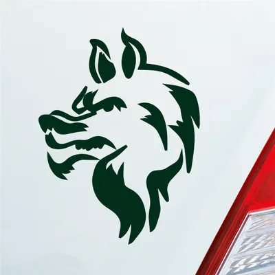Produktbild von Auto Aufkleber Böser Wolf Hund Tier Animal Tribal Tattoo 12x9 cm Dunkelgrün Sticker Heckscheibenaufkleber