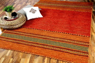 Produktbild von Natur Teppich Kelim Navarro Terrakotta, Größe:70x140 cm