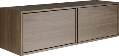 Produktbild von Selsey Framme – hängendes TV-Board mit zwei Klappen, Holzoptik Walnuss, 100 cm