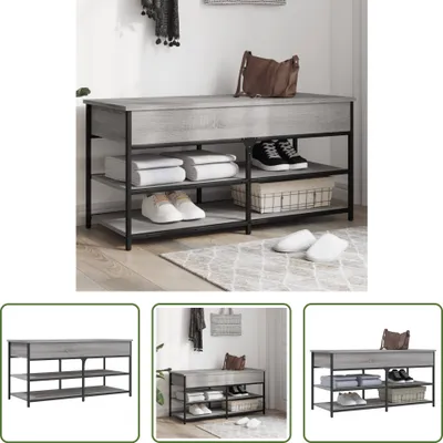 Obrázek produktu pro The Living Store Lavice na boty Grey Sonoma 100x42,5x50 cm Materiál na bázi dřeva