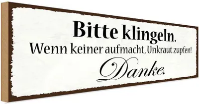 Produktbild von vianmo Holzschild 10x27 cm bitte klingeln keiner aufmacht