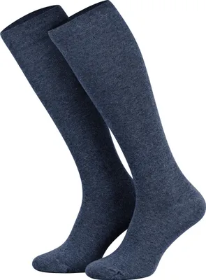 Produktbild von Tobeni 1 Paar Damen Herren Kompressionsstrümpfe Kniestrümpfe Stützstrümpfe Baumwolle Uni, Farbe:Jeans Blau, Grösse:35-38