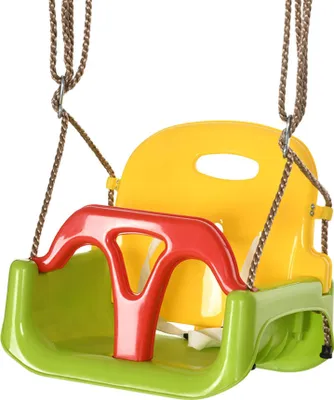 Produktbild von Outsunny 3-in-1-Babyschaukel mit abnehmbarer Rückenlehne, verstellbaren Seilen und T-Griff, Kinderschaukel für Kinder von 9–36 Monaten, für den Innen- und Außenbereich, 42 x 33 x 120–180 cm, Grün