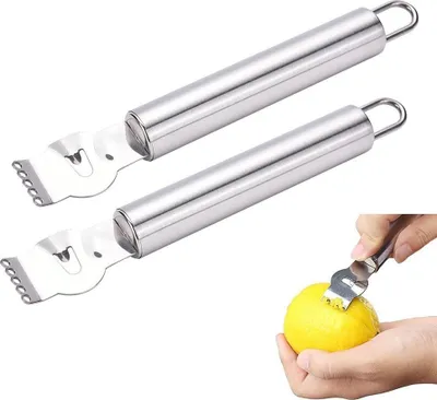 Imagen del producto de Juego de dos peladores de cítricos de acero inoxidable, diseño ergonómico, apto para lavavajillas, ideal para la cocina