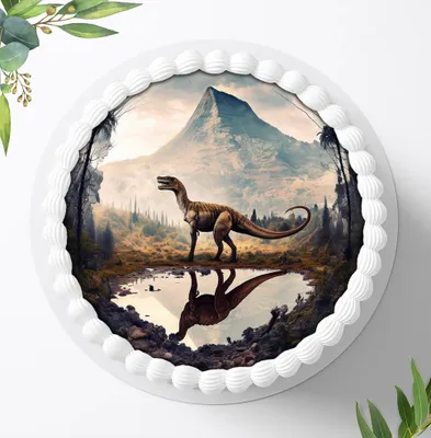Produktbild von Für die Geburtstags Torte ein Tortenaufleger, Zuckerbild mit dem Motiv: Dinosaurier, Essbares Foto für Torten, Fondant, Ø 20cm, 1201z