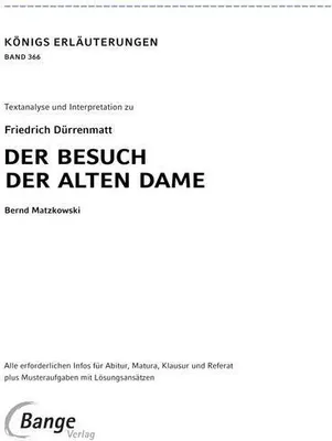 Produktbild von Der Besuch der alten Dame von Friedrich Dürrenmatt - Textanalyse und Interpretation