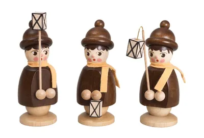 Imagen del producto de Miniaturas de figuras, 3 niños con linternas, de colores, altura 10 cm, NUEVAS