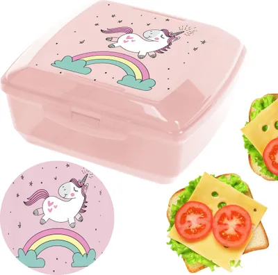 Immagine prodotto di Scatola per il pranzo per bambini Scatola per il pranzo Bento Scuola Scatola per la colazione Vivaio Unicorno Rosa