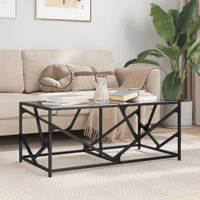 Image de Table basse design avec plateau en verre noir 98,5x50x41 cm Acier - Tables basses 2025 Neu8496486 1parcel