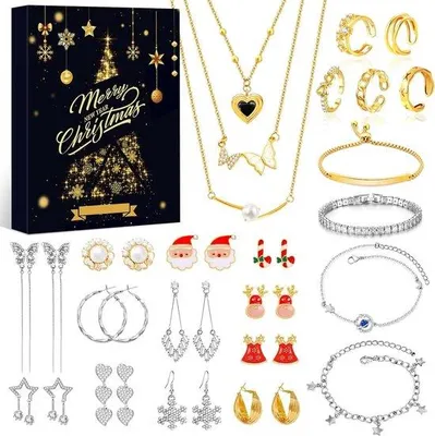 Produktbild von WEVOL Adventskalender 2024 für Mädchen und Frauen, Weihnachtskalender, Schmuck, Jugendliche, Damen, Kinder, Weihnngeschenk, Adventskalender, Füllung 24 Überraschungen, modisch, mit Halskette, Armbändern