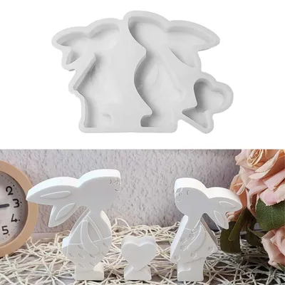 Produktbild von Silikonformen für Osterdekorationen, 3D-Formen für Ostereier und Osterhasen, Gips- und Kerzenformen zum Gießen, Geldgeschenke, Hasenformen für DIY-Bastelprojekte