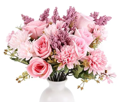 Immagine prodotto di 4 Mazzi di Fiori Artificiali Rosa per Matrimonio e Decorazioni Festive
