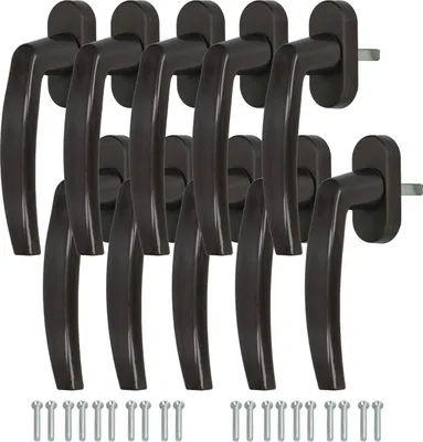 Produktbild von KOTARBAU® 10er Set Fenstergriff Balkontürgriff Druckknöpfe PVC 35 mm Braun Terassentürgriff Universal Einfacher Einbau Wetterfestes Material
