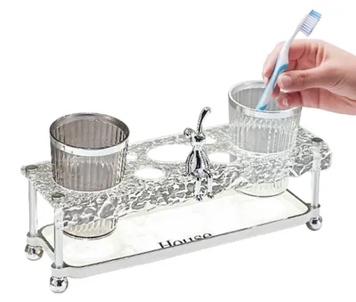 Imagen del producto de Organizador de baño para cepillos de dientes y vasos